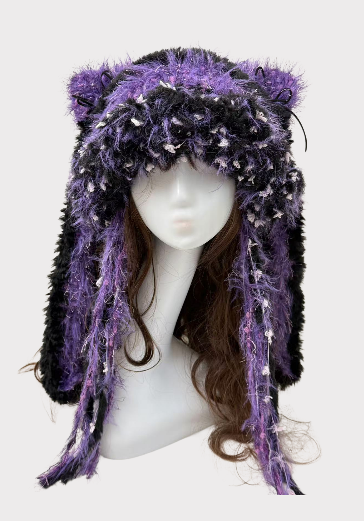 Black Dark Purple Bunny Ears Hat