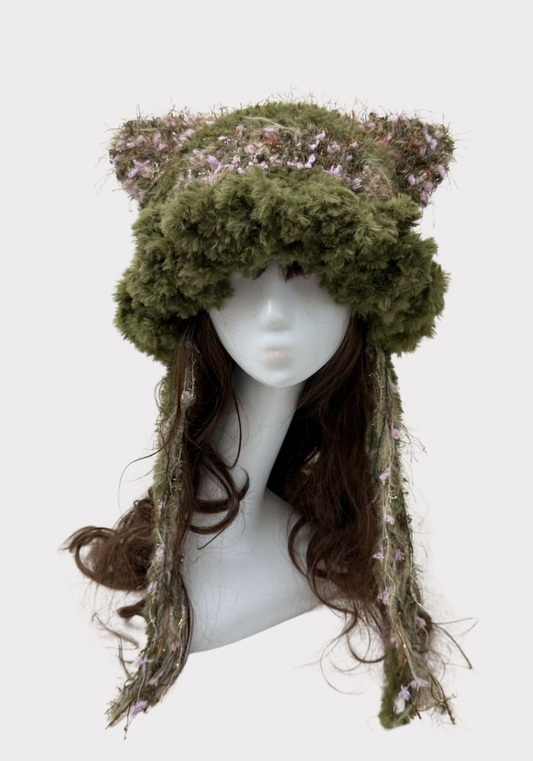 Green and Pink Cat Ears Jellyfish Hat